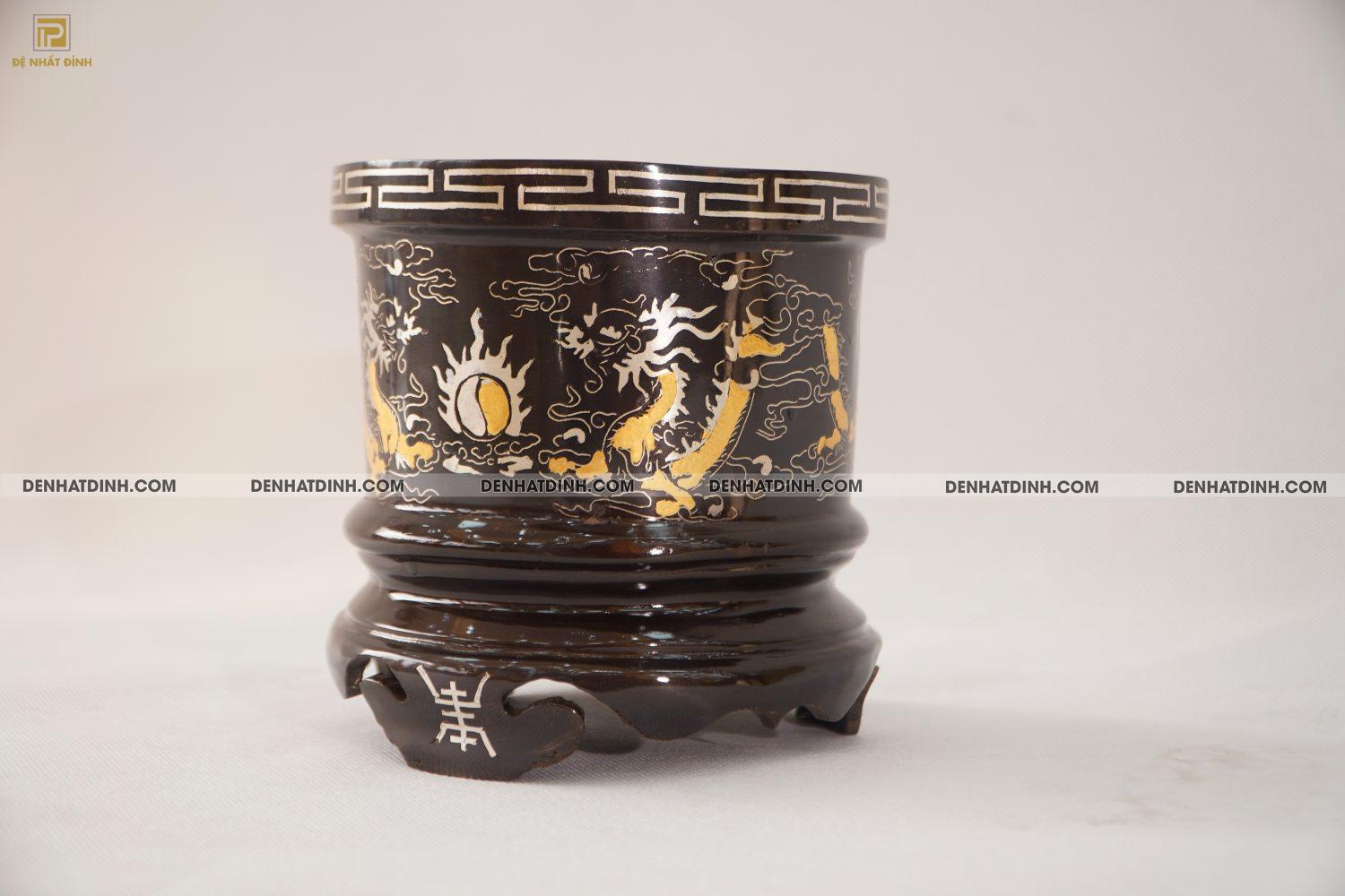 Bát hương 14 bằng đồng khảm tam khí - Ảnh 2