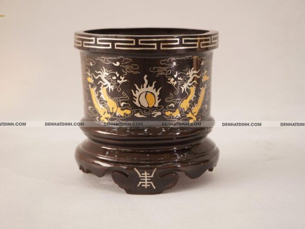 Bát hương 14 bằng đồng khảm tam khí