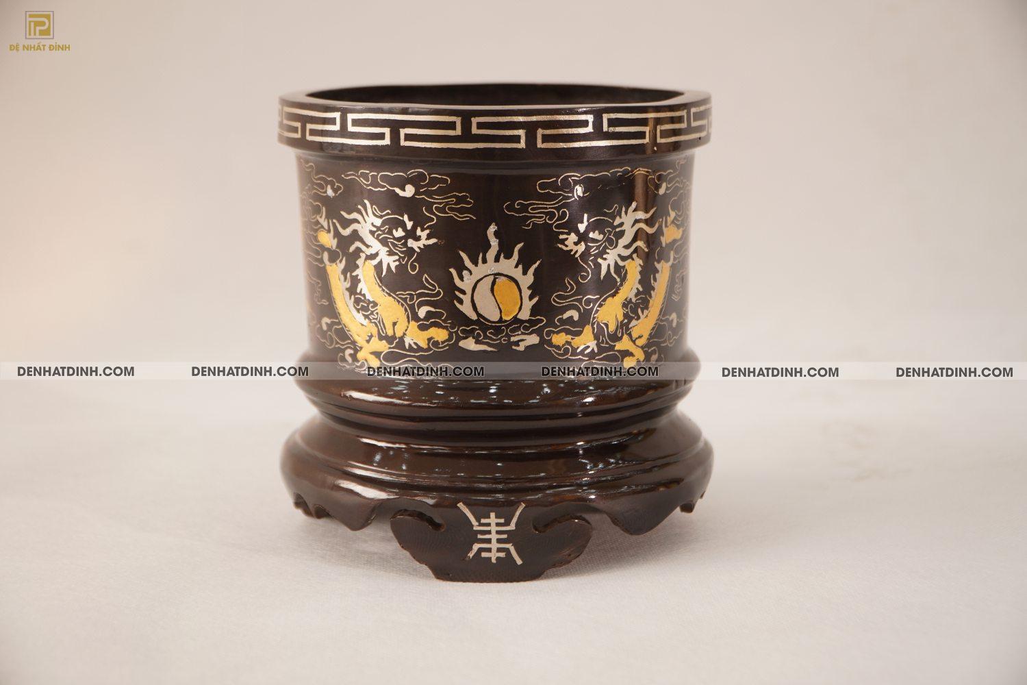 Bát hương 14 bằng đồng khảm tam khí