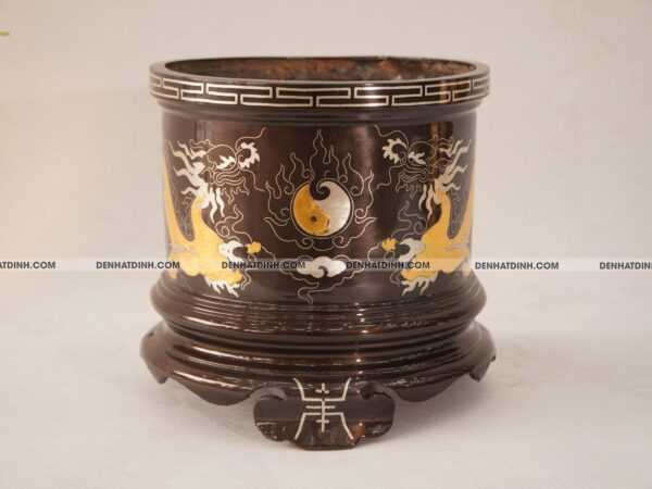 Bát hương 20 bằng đồng khảm tam khí