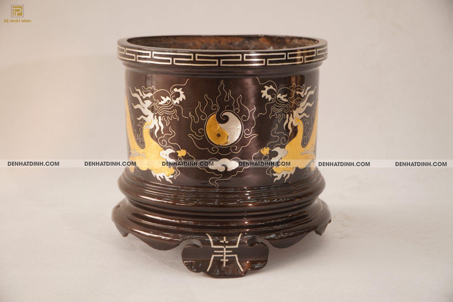 Bát hương 20 bằng đồng khảm tam khí