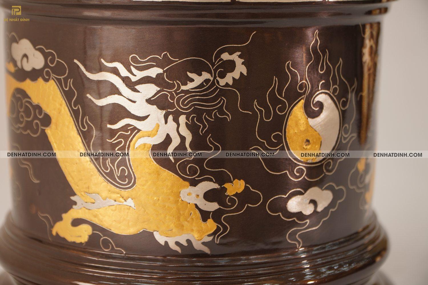 Bát hương 20 bằng đồng khảm tam khí - Ảnh 4