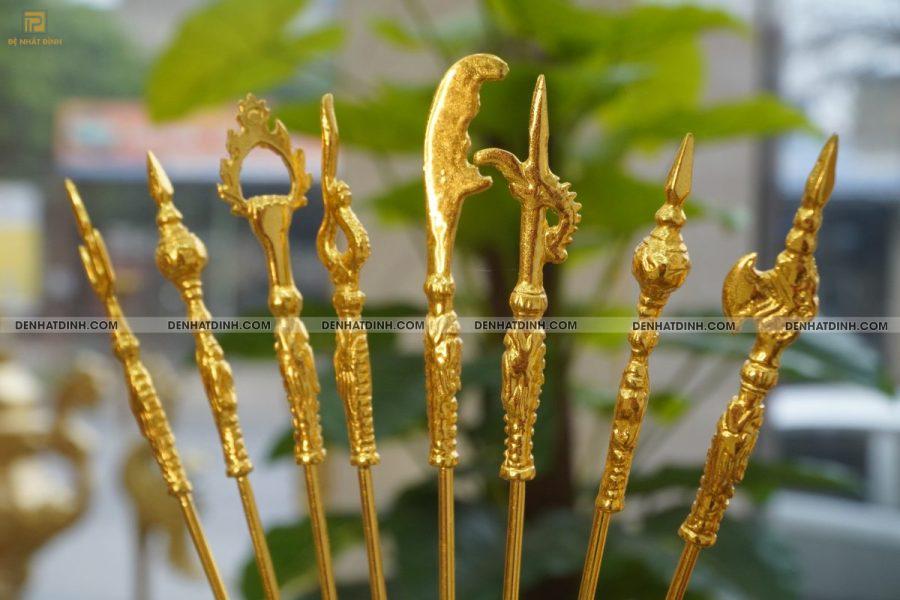 Bộ Bát Bửu - Chấp Kích Cỡ Nhỏ Bằng Đồng Dát Vàng 24K - Hình ảnh 3