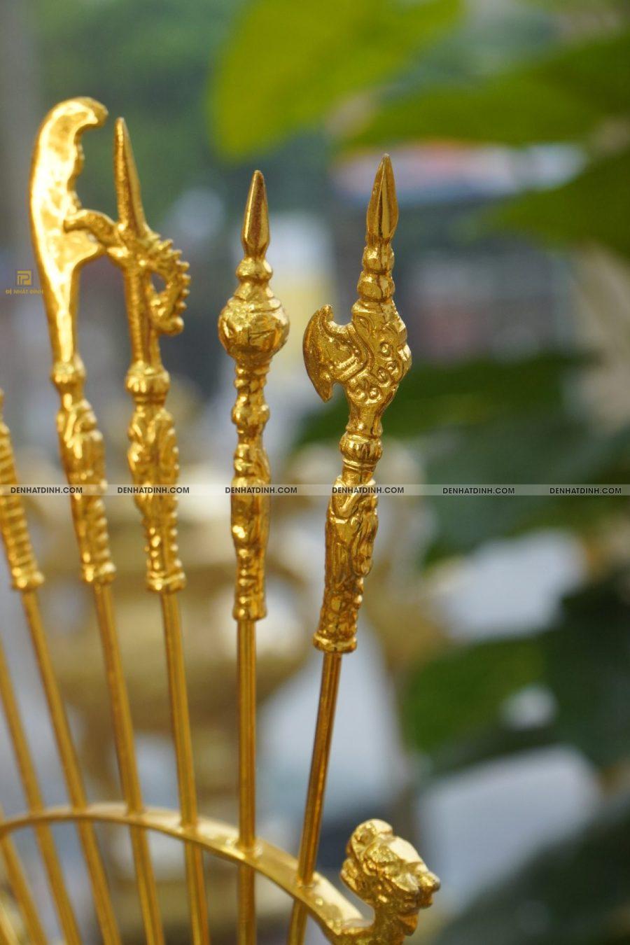 Bộ Bát Bửu - Chấp Kích Cỡ Nhỏ Bằng Đồng Dát Vàng 24K - Hình ảnh 4