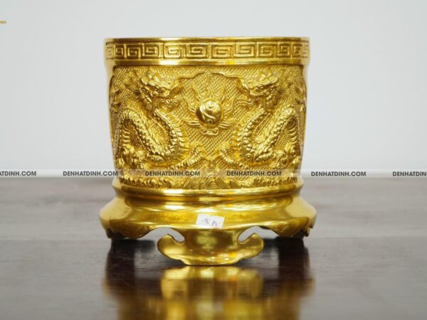 Bát hương bằng đồng 18cm dát vàng 24k