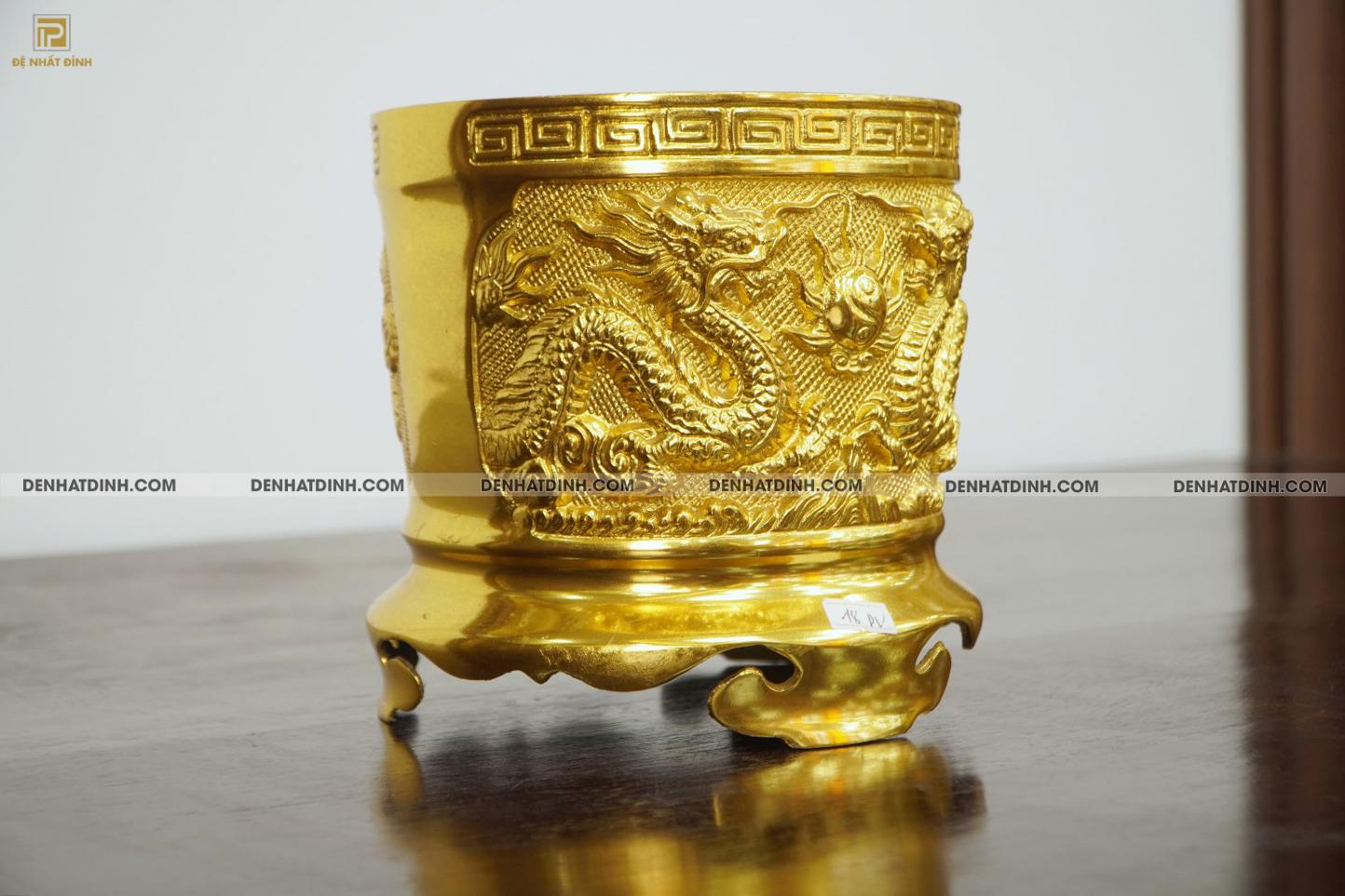 Bát hương bằng đồng 18cm dát vàng 24k - Ảnh 2