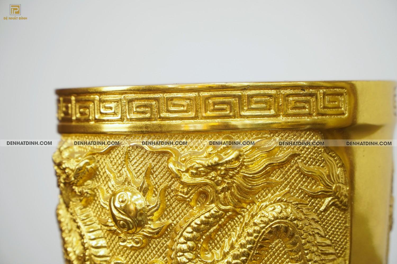 Bát hương bằng đồng 18cm dát vàng 24k - Ảnh 5