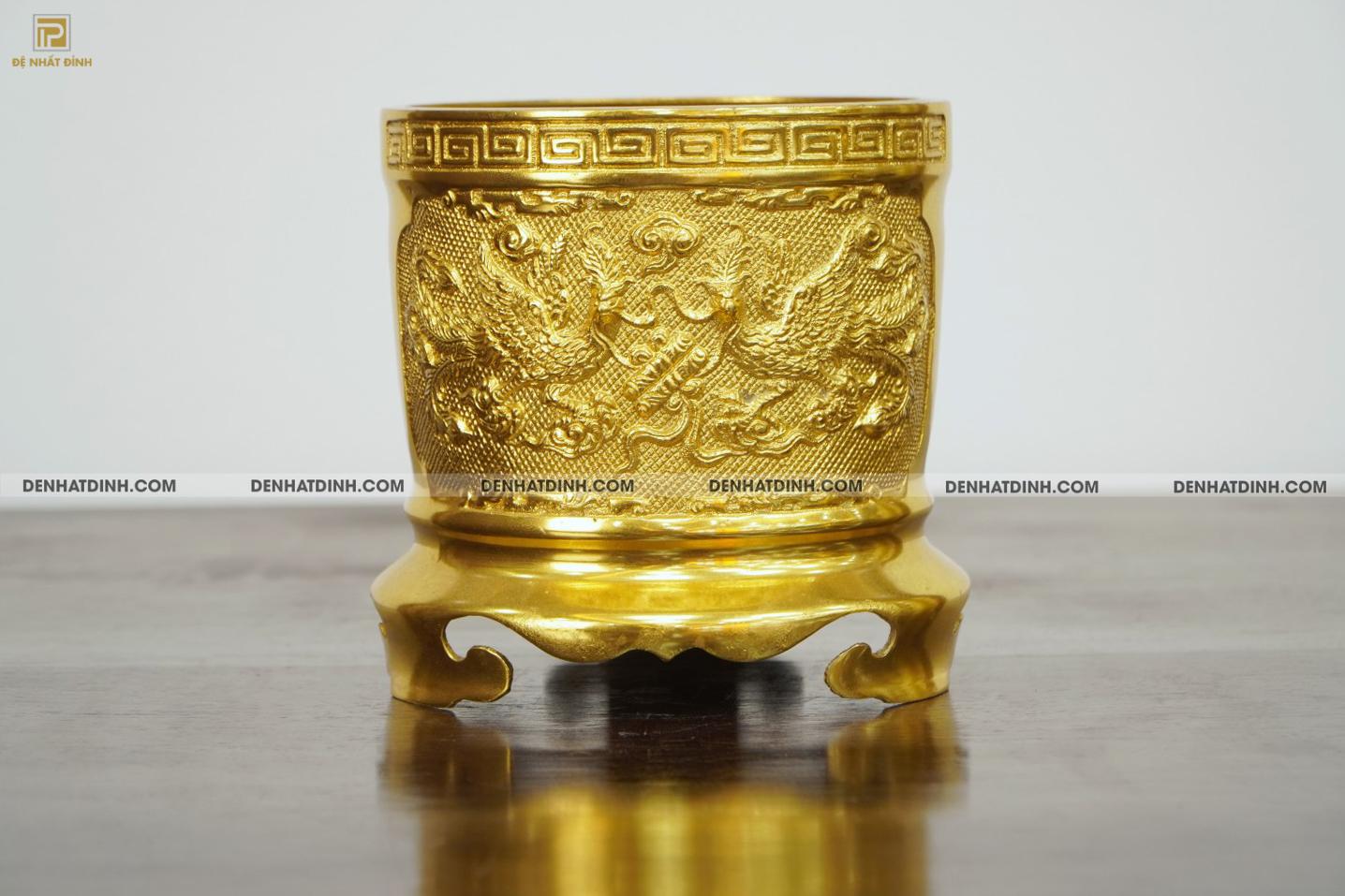 Bát hương bằng đồng 18cm dát vàng 24k - Ảnh 8