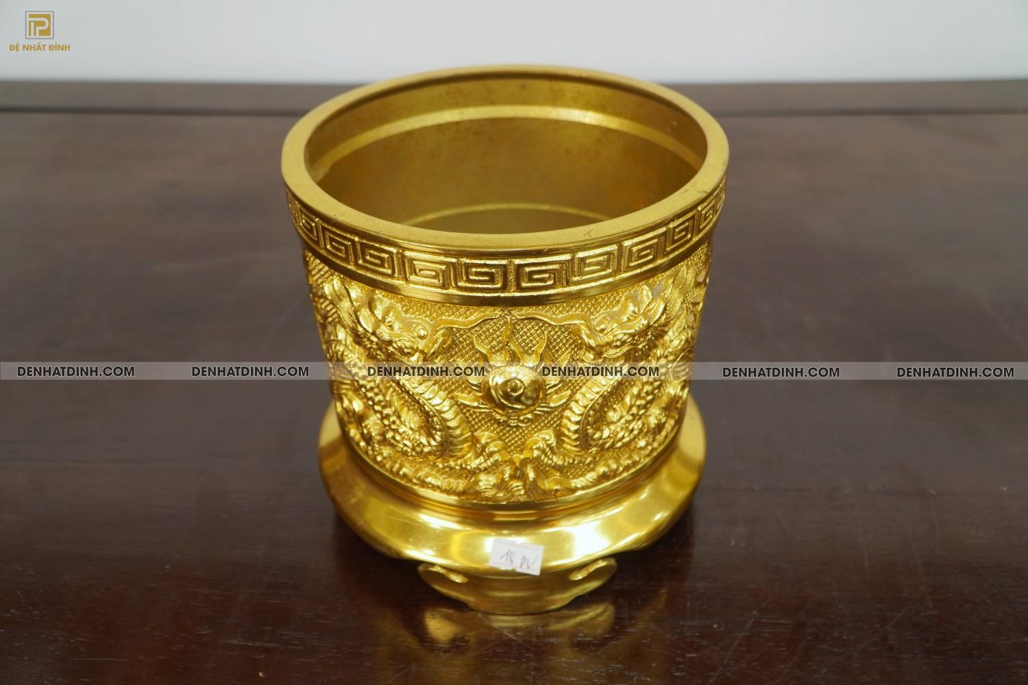 Bát hương bằng đồng 18cm dát vàng 24k - Ảnh 3