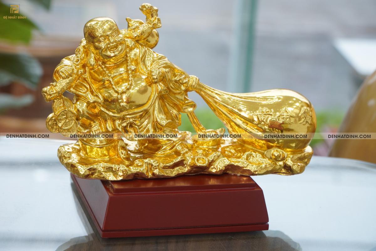 Tượng Phật Di Lặc kéo bao tiền bằng đồng Dát Vàng - Ảnh 3