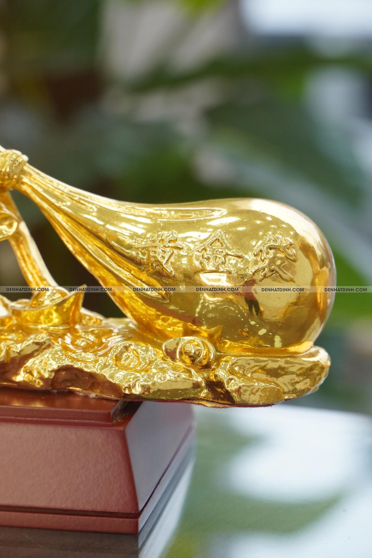 Tượng Phật Di Lặc kéo bao tiền bằng đồng Dát Vàng - Ảnh 8