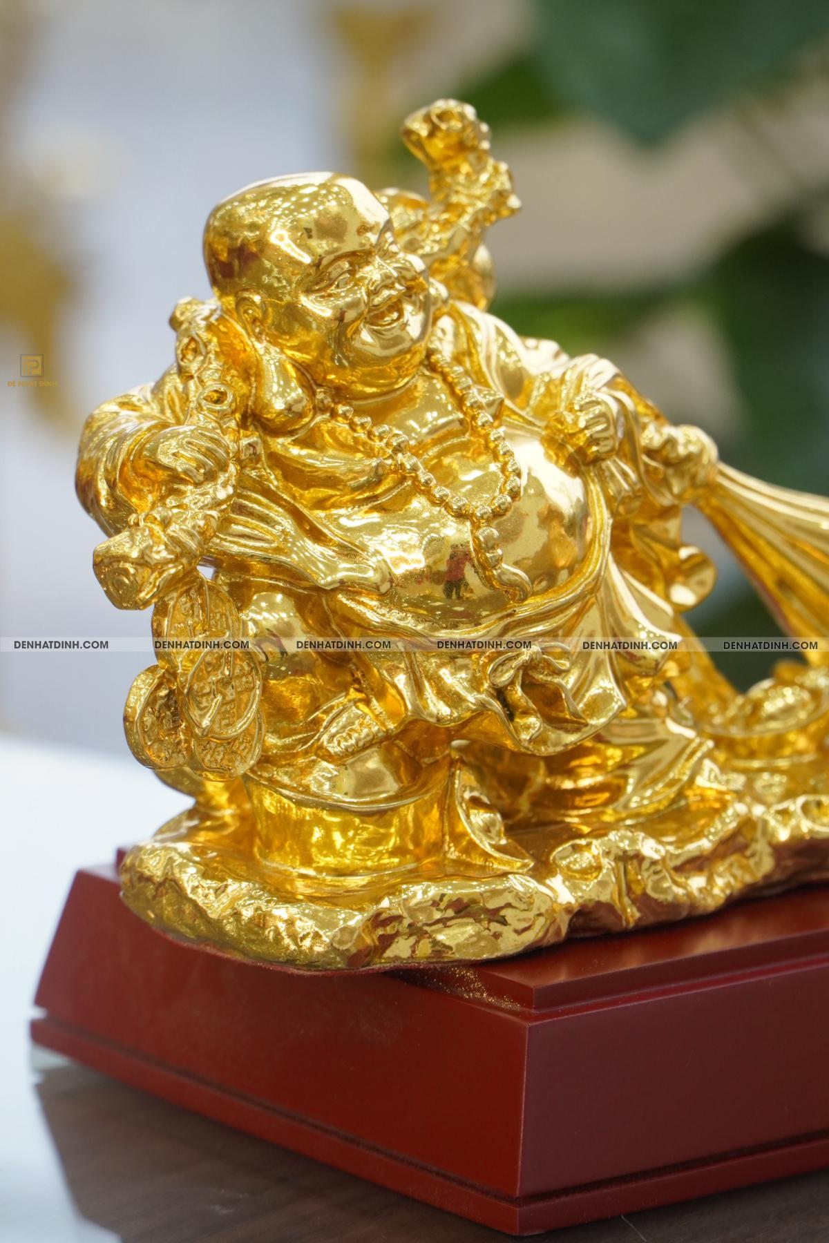 Tượng Phật Di Lặc kéo bao tiền bằng đồng Dát Vàng - Ảnh 7