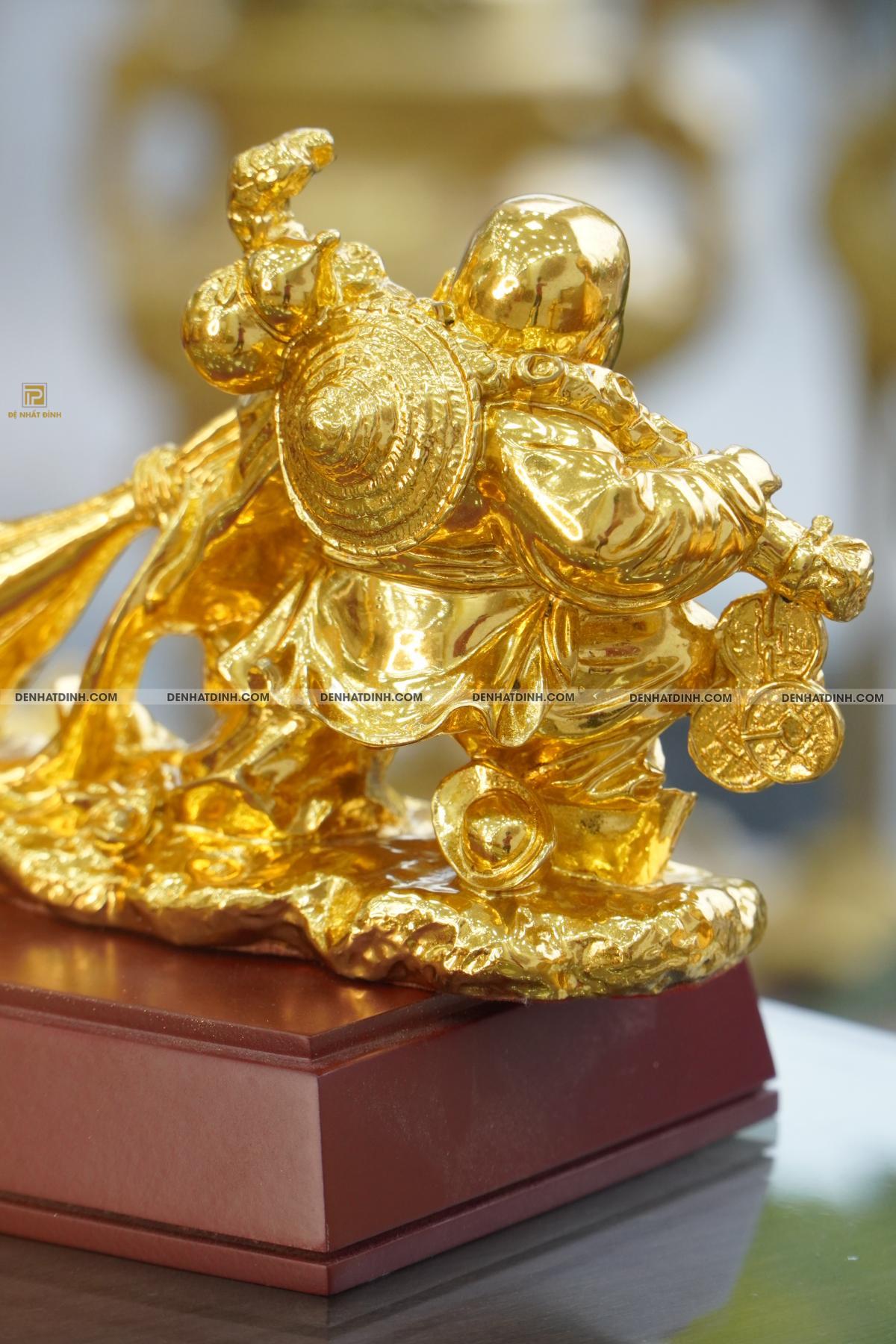 Tượng Phật Di Lặc kéo bao tiền bằng đồng Dát Vàng - Ảnh 5