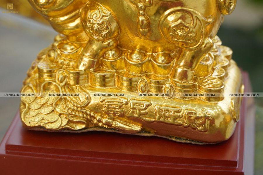 Tượng Heo Túi Tiền Tiết Kiệm Bằng Đồng Dát Vàng - Hình ảnh 6