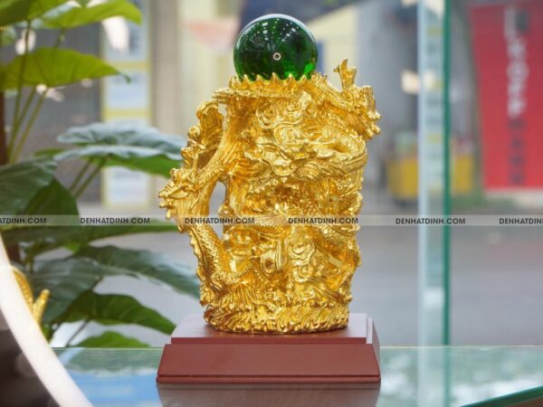 tượng ngũ long tranh châu bằng đồng dát vàng