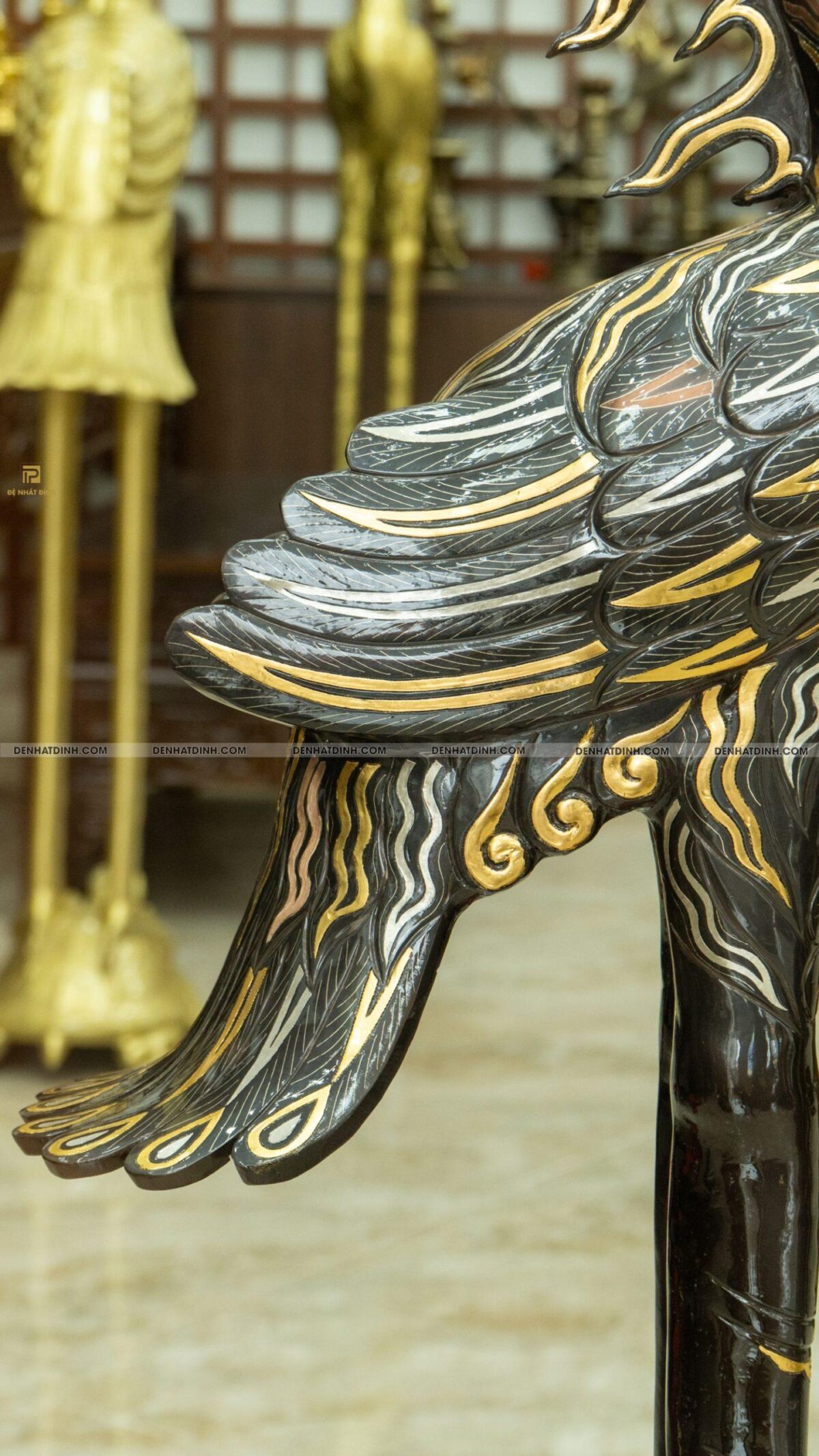 Đôi hạc chầu béo ngậm ngọc khảm tam khí 1m76 - Ảnh 8
