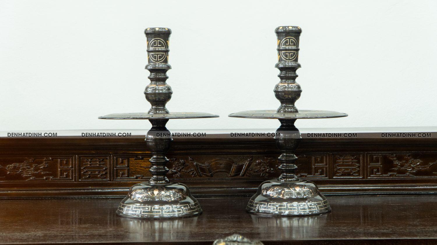 Đôi chân nến 48 khảm tam khí - Ảnh 2