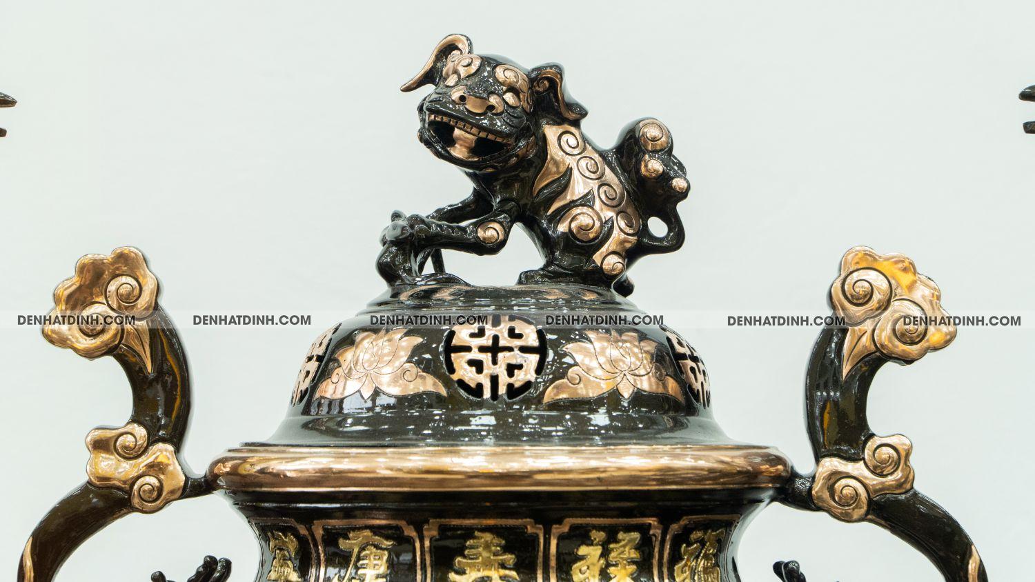 Bộ đỉnh tam sự hạc hoa sòi 60 đồng đỏ cạo - Ảnh 4