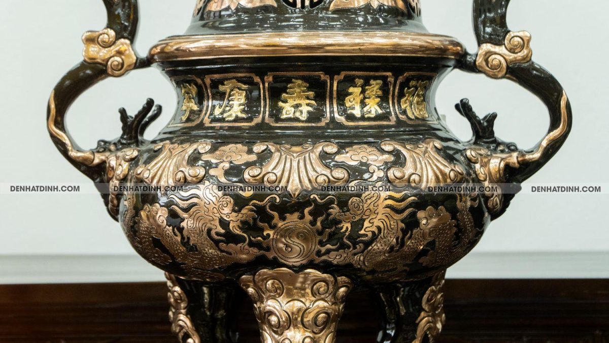 Bộ đỉnh tam sự hạc hoa sòi 60 đồng đỏ cạo - Ảnh 5