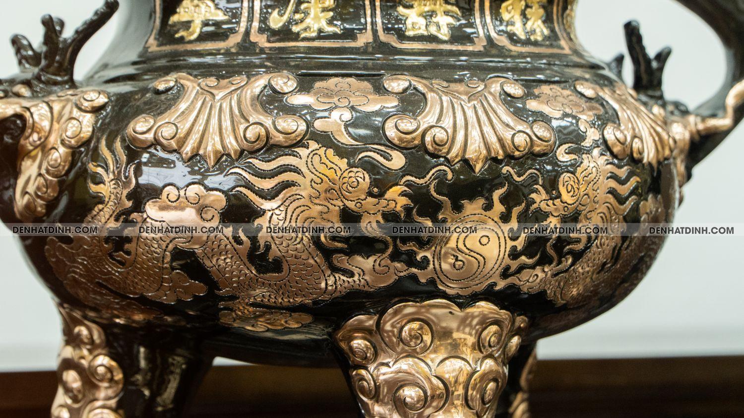 Bộ đỉnh tam sự hạc hoa sòi 60 đồng đỏ cạo - Ảnh 6