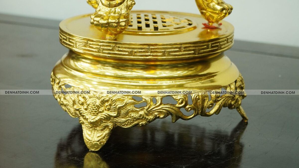 Đỉnh đồng Phụng Gia Tiên 65 dát vàng toàn bộ - Ảnh 7