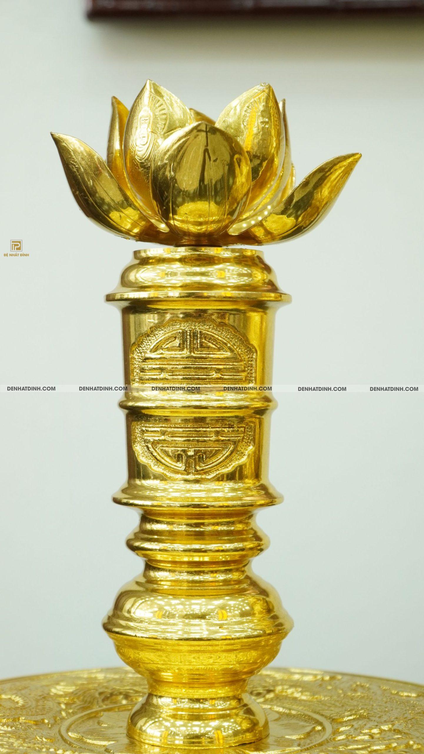 Bộ đỉnh đồng tam sự nến cao 65 Phụng Gia Tiên dát vàng kín 24k - Ảnh 6