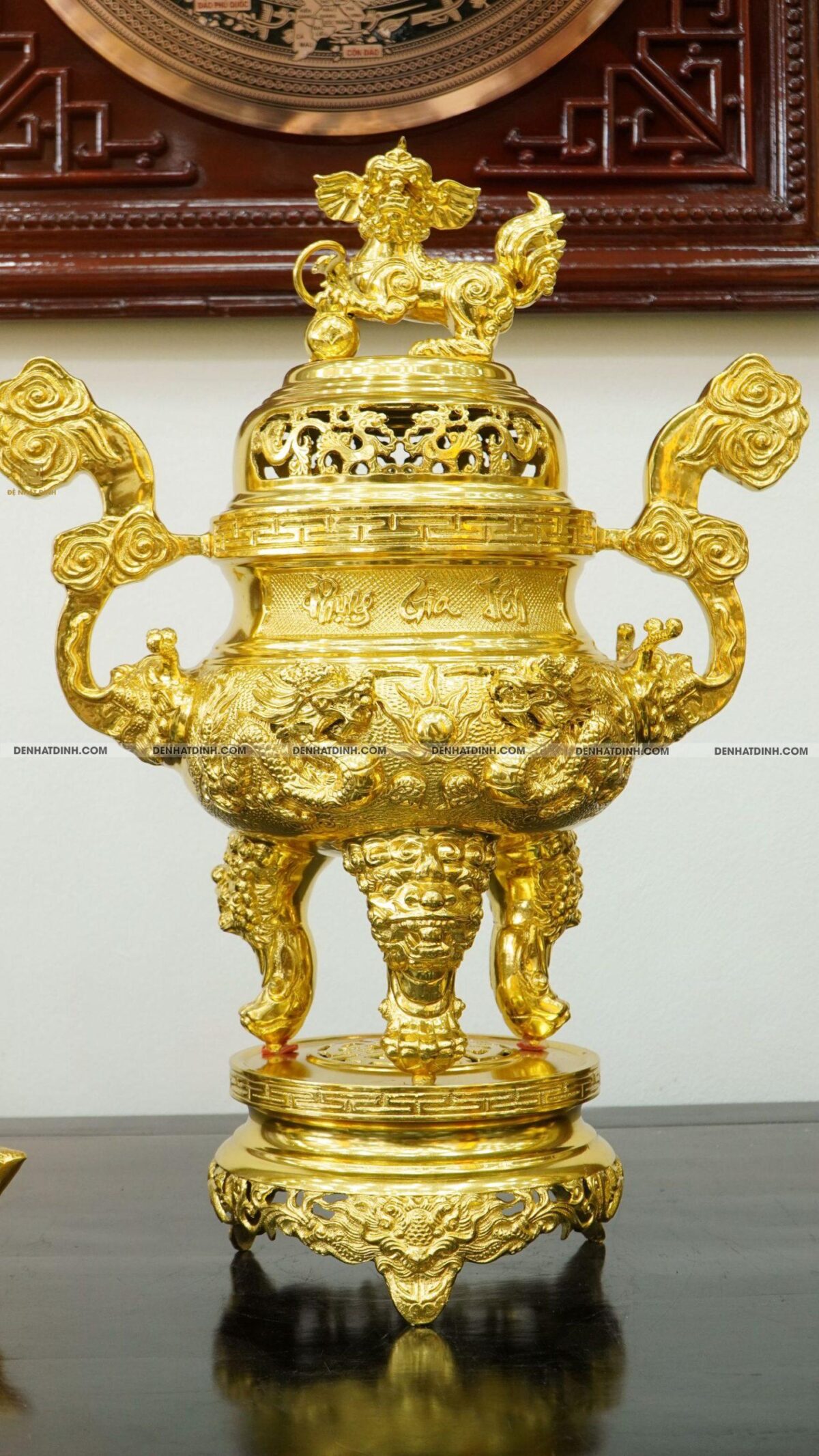 Bộ đỉnh đồng phụng gia tiên cao 65cm dát vàng toàn bộ - Ảnh 3