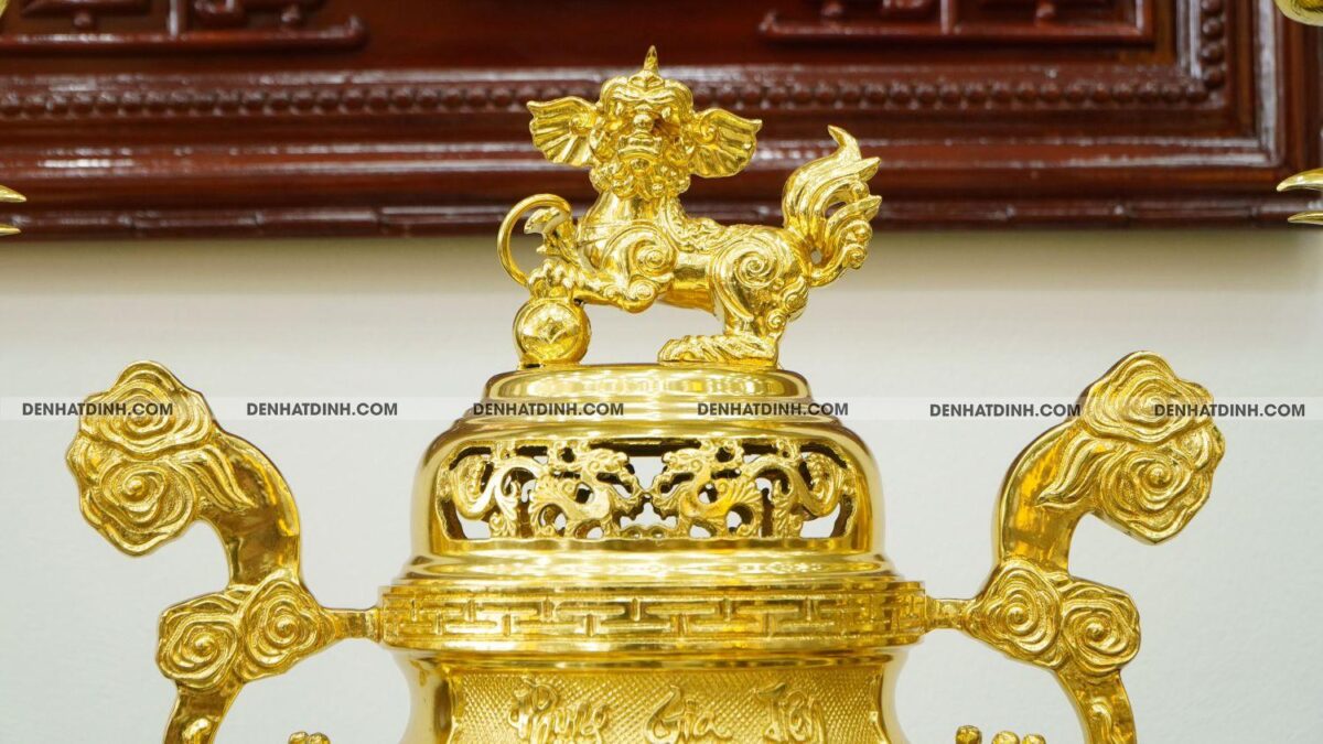 Bộ đỉnh đồng phụng gia tiên cao 65cm dát vàng toàn bộ - Ảnh 2