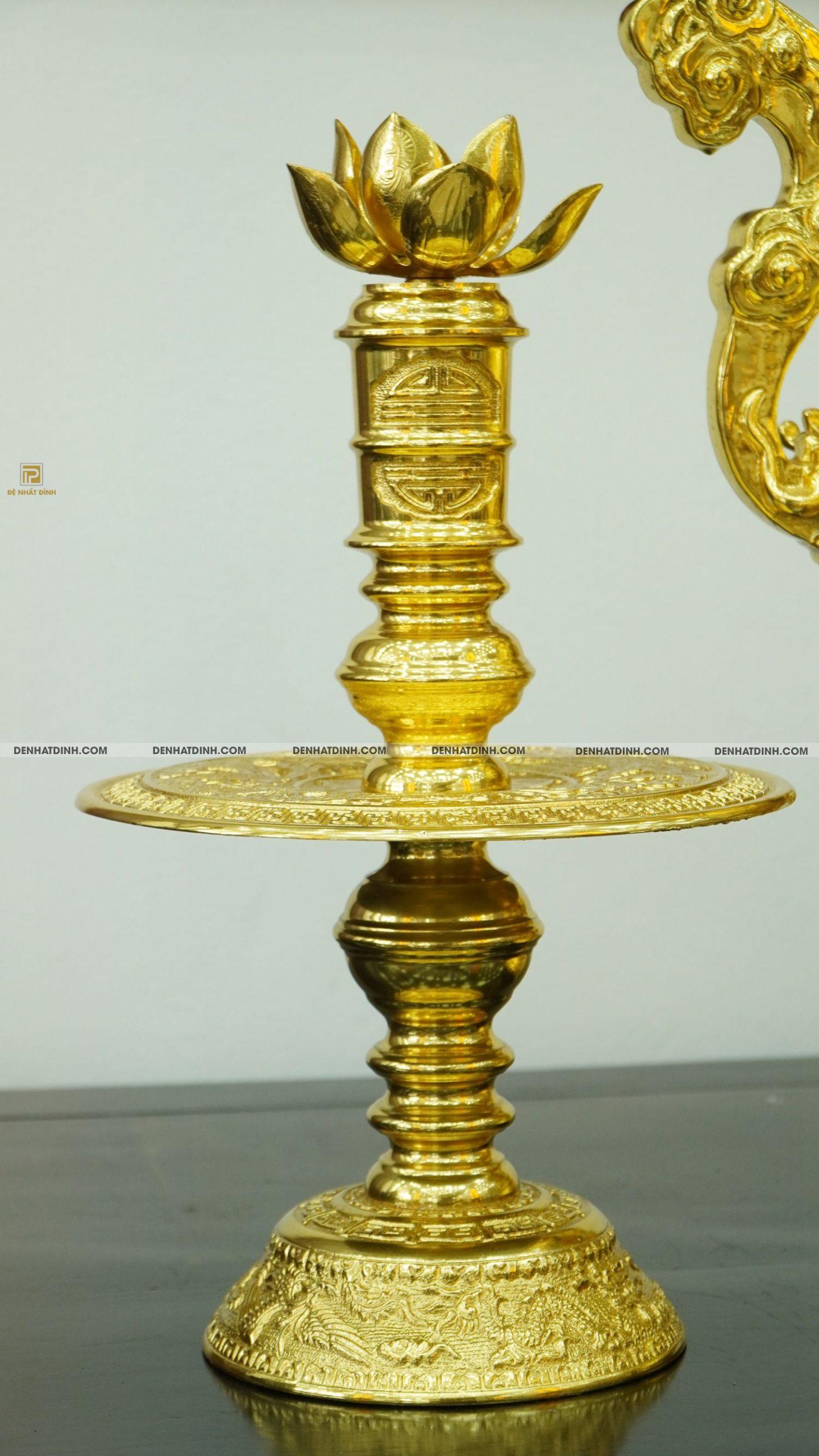 Bộ đỉnh đồng tam sự nến Song Long 66 nắp thọ dát vàng 24k toàn bộ - Ảnh 8