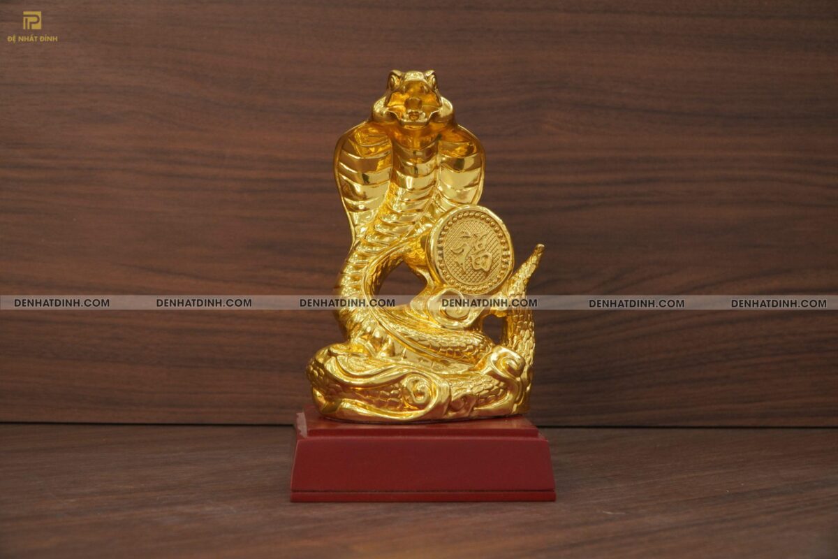 Tượng Rắn chữ Phúc bằng đồng dát vàng 24k - Ảnh 4