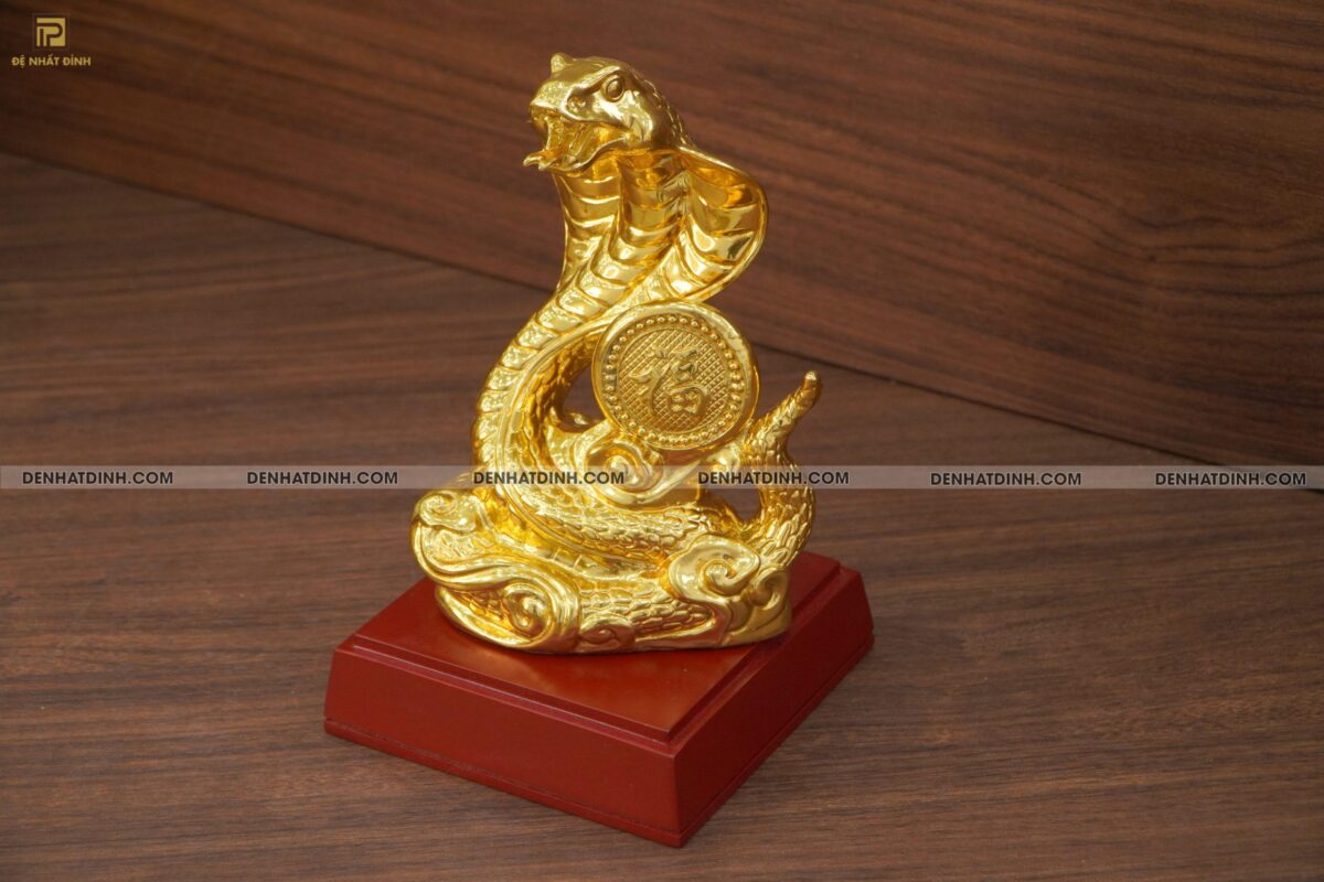 Tượng Rắn chữ Phúc bằng đồng dát vàng 24k - Ảnh 5