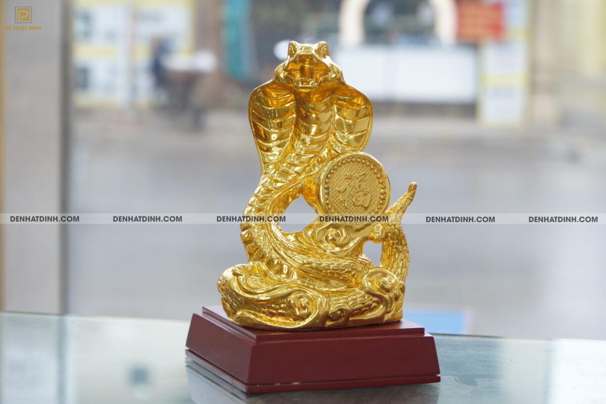 Tượng Rắn chữ Phúc bằng đồng dát vàng 24k - Ảnh 3