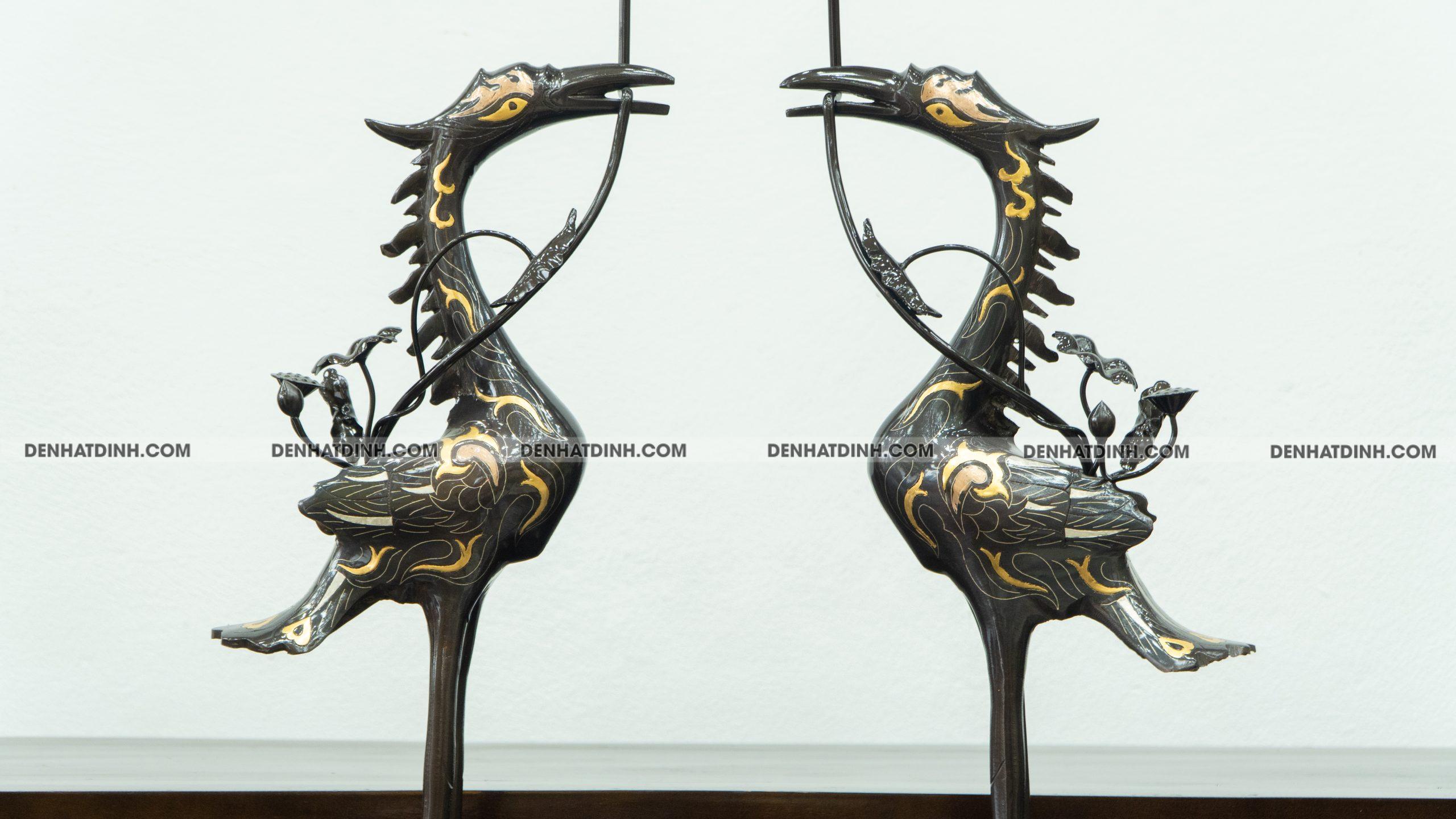 Đôi hạc đồng đỏ 65 khảm tam khí - Ảnh 3