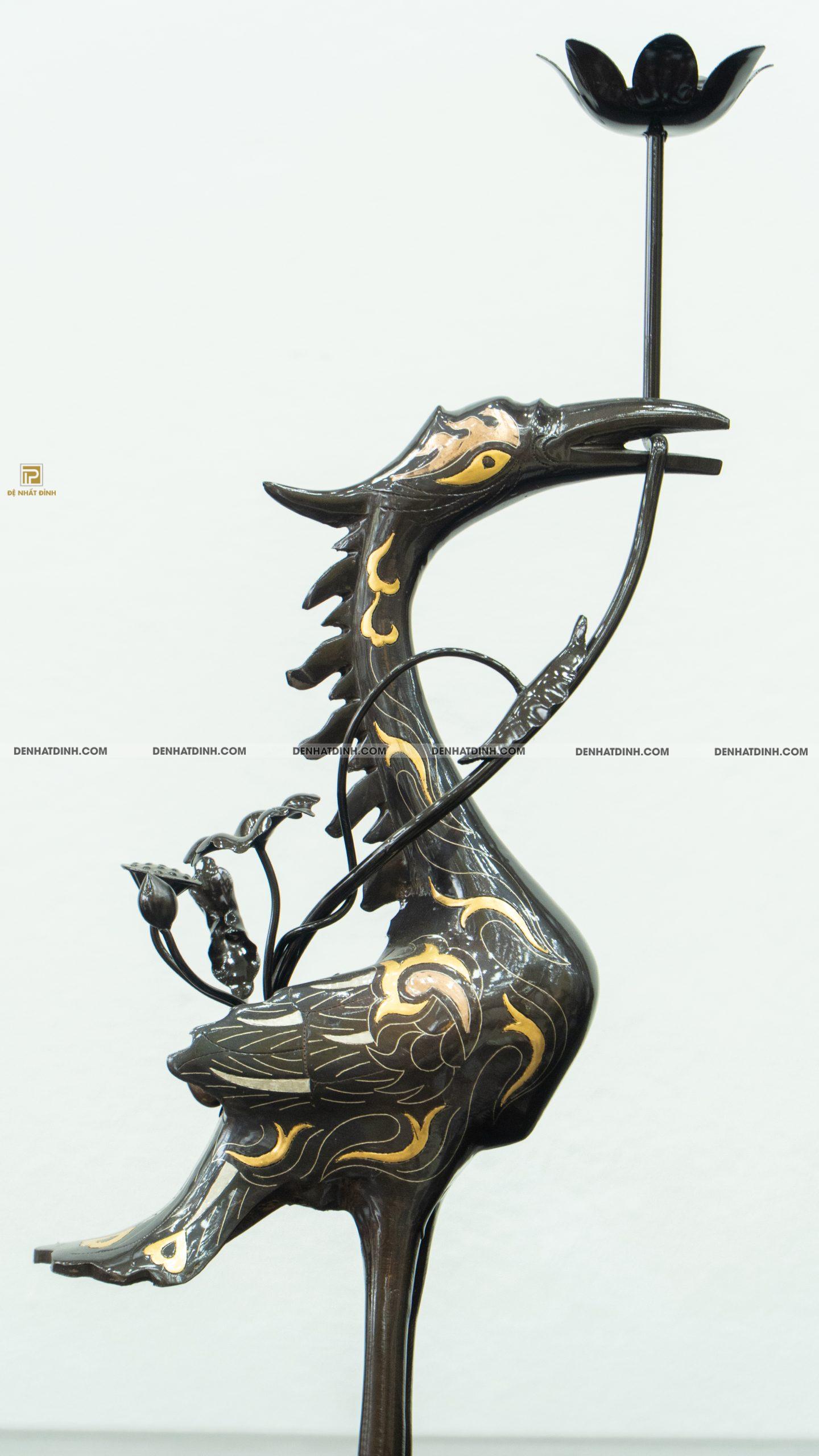 Đôi hạc đồng đỏ 65 khảm tam khí - Ảnh 4