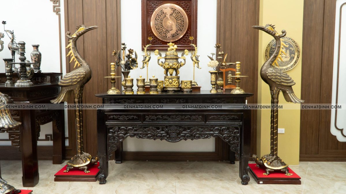 Hạc béo ngậm ngọc dát vàng 1m97