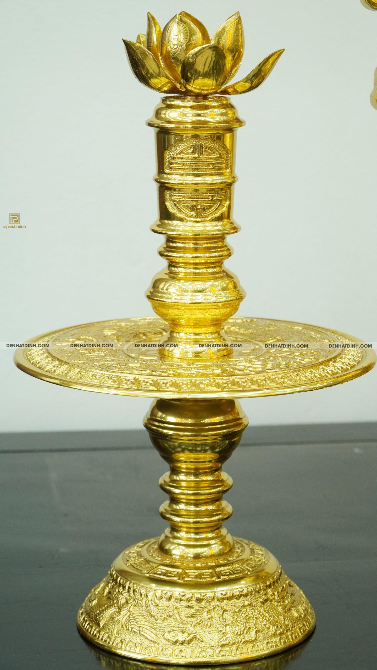 Bộ đỉnh tam sự nến Phụng Gia Tiên nắp Thọ 66cm dát vàng toàn bộ - Ảnh 6