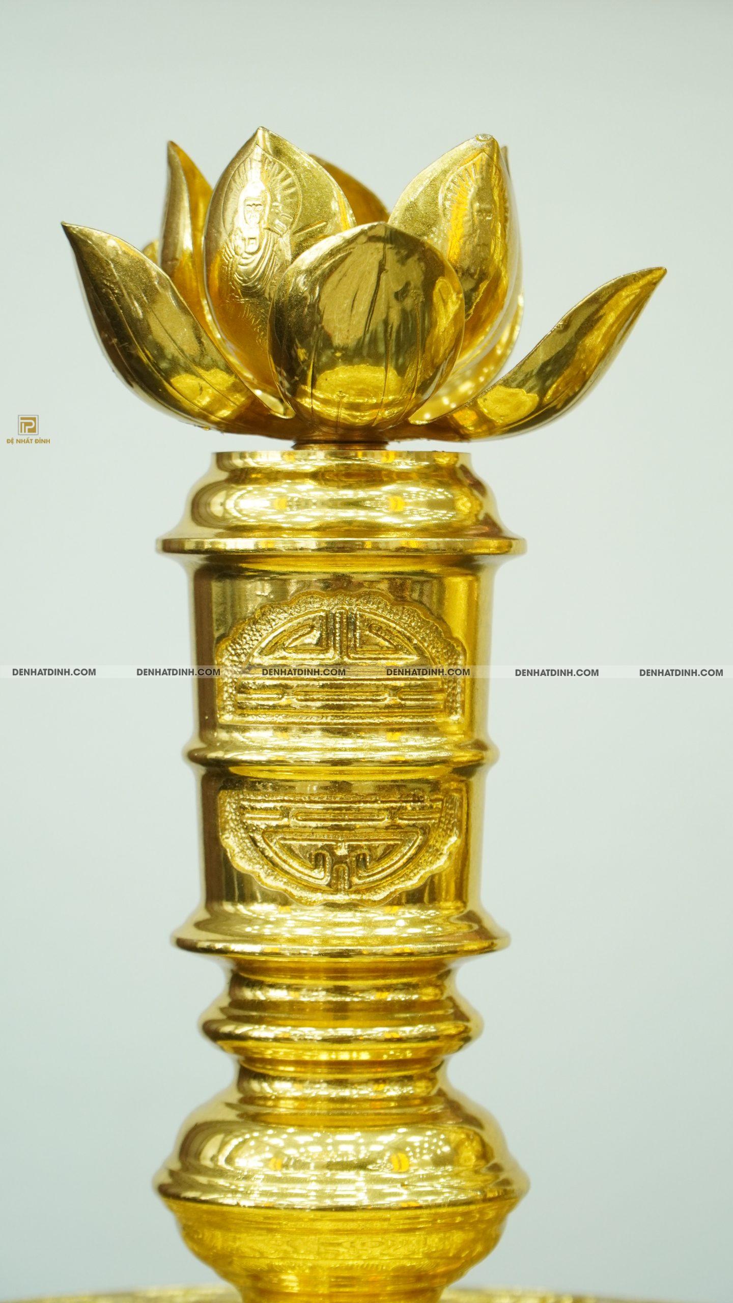 Bộ đỉnh tam sự nến Phụng Gia Tiên nắp Thọ 66cm dát vàng toàn bộ - Ảnh 8