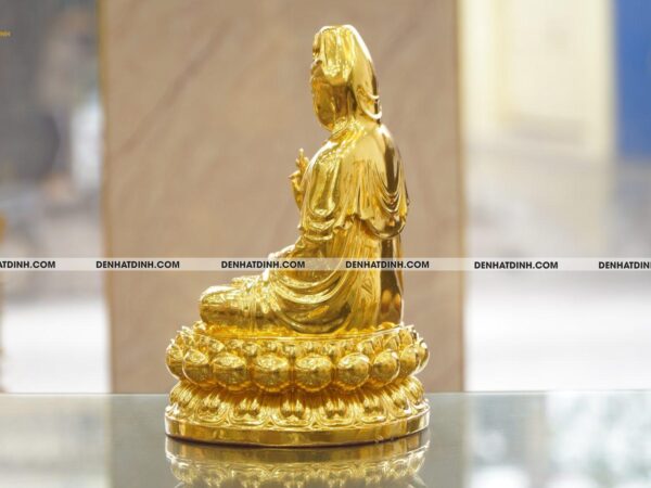 Alternative view of Tượng đồng Quan âm đài sen dát vàng 24K cao 30cm