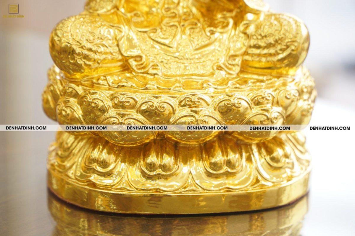 Tượng đồng Quan âm áo hoa dát vàng 24K cao 29,5 nặng 3kg - Ảnh 8