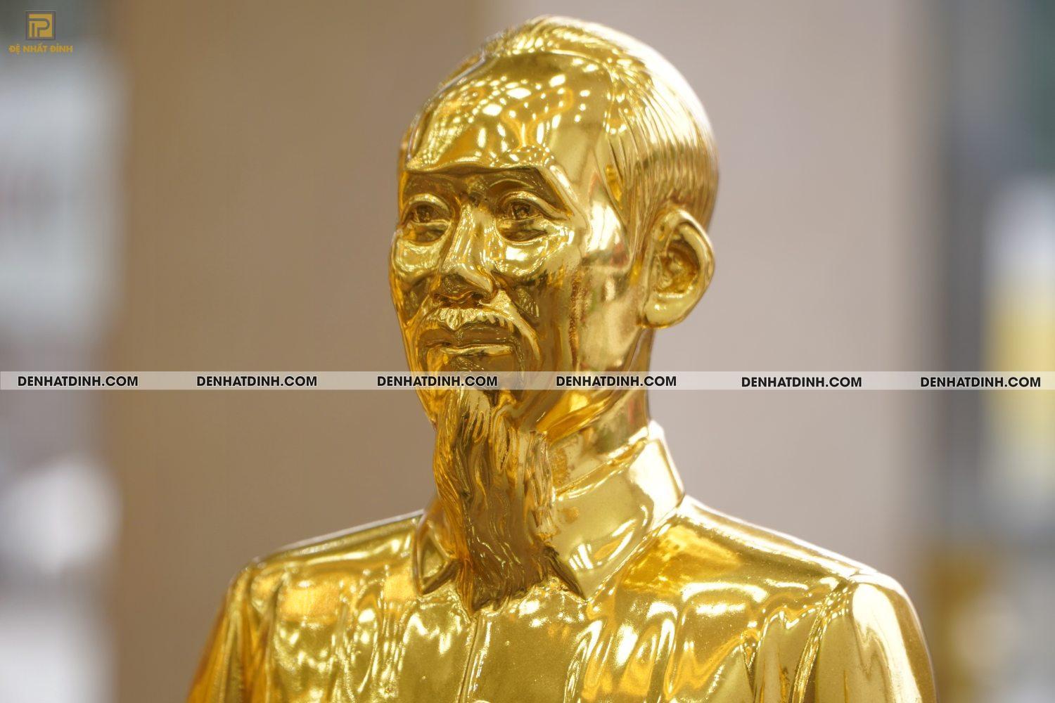 Tượng đồng Bác Hồ bán thân dát vàng 24K cao 23cm, ngang 18, nặng 3kg - Ảnh 6