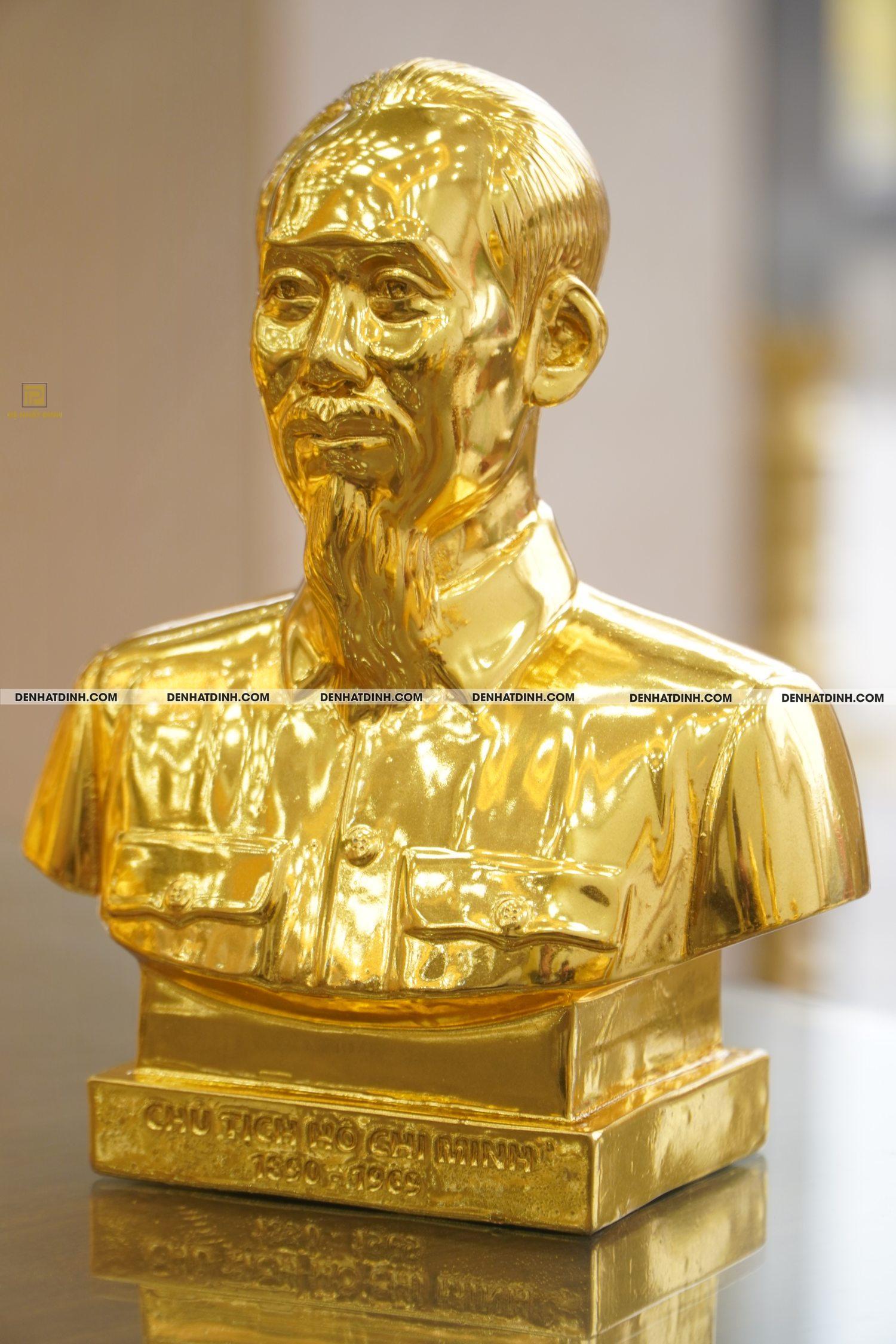 Tượng đồng Bác Hồ bán thân dát vàng 24K cao 23cm, ngang 18, nặng 3kg - Ảnh 5