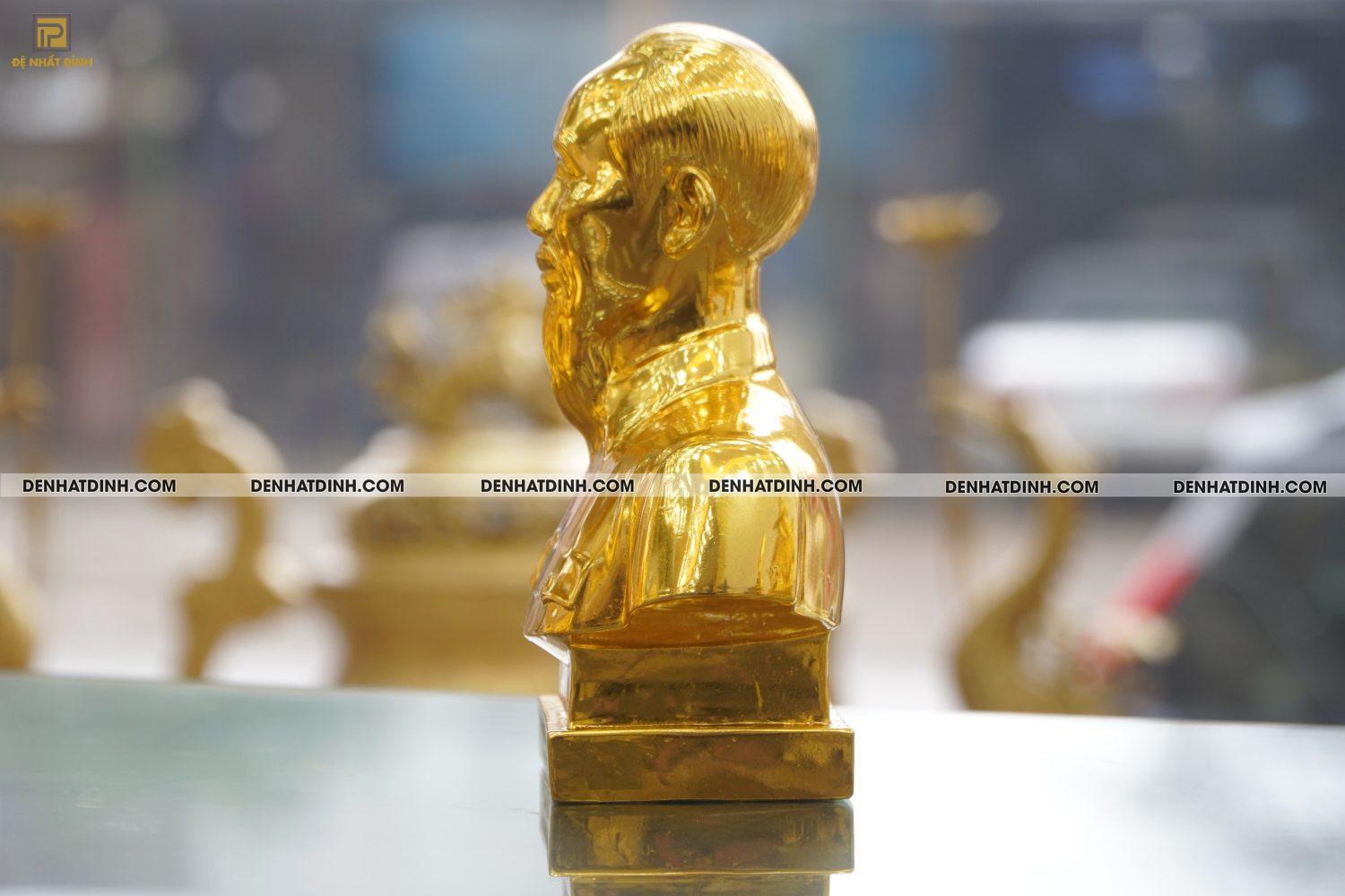 Tượng đồng Bác Hồ bán thân dát vàng 24K cao 23cm, ngang 18, nặng 3kg - Ảnh 4