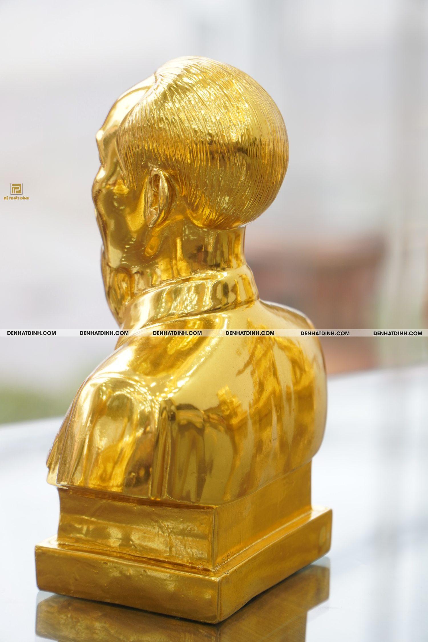 Tượng đồng Bác Hồ bán thân dát vàng 24K cao 23cm, ngang 18, nặng 3kg - Ảnh 3