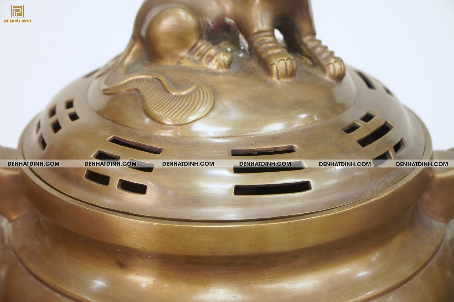 Lư đỉnh báo hun nâu cổ 45cm bằng đồng - Ảnh 10