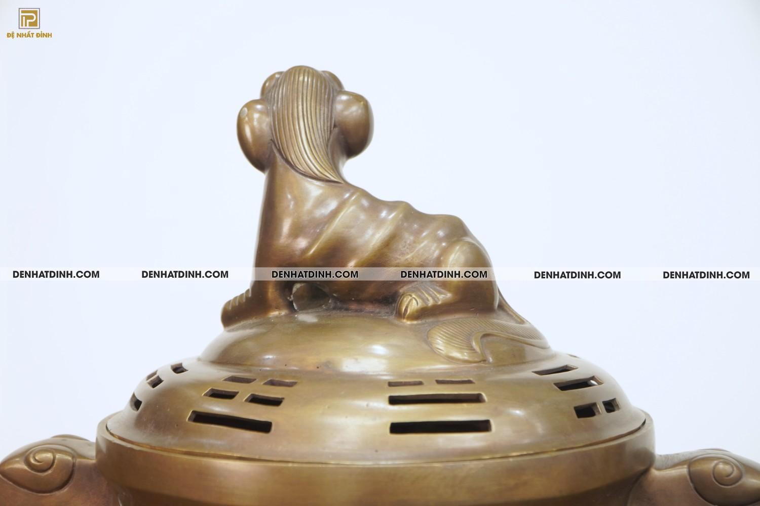 Lư đỉnh báo hun nâu cổ 45cm bằng đồng - Ảnh 6