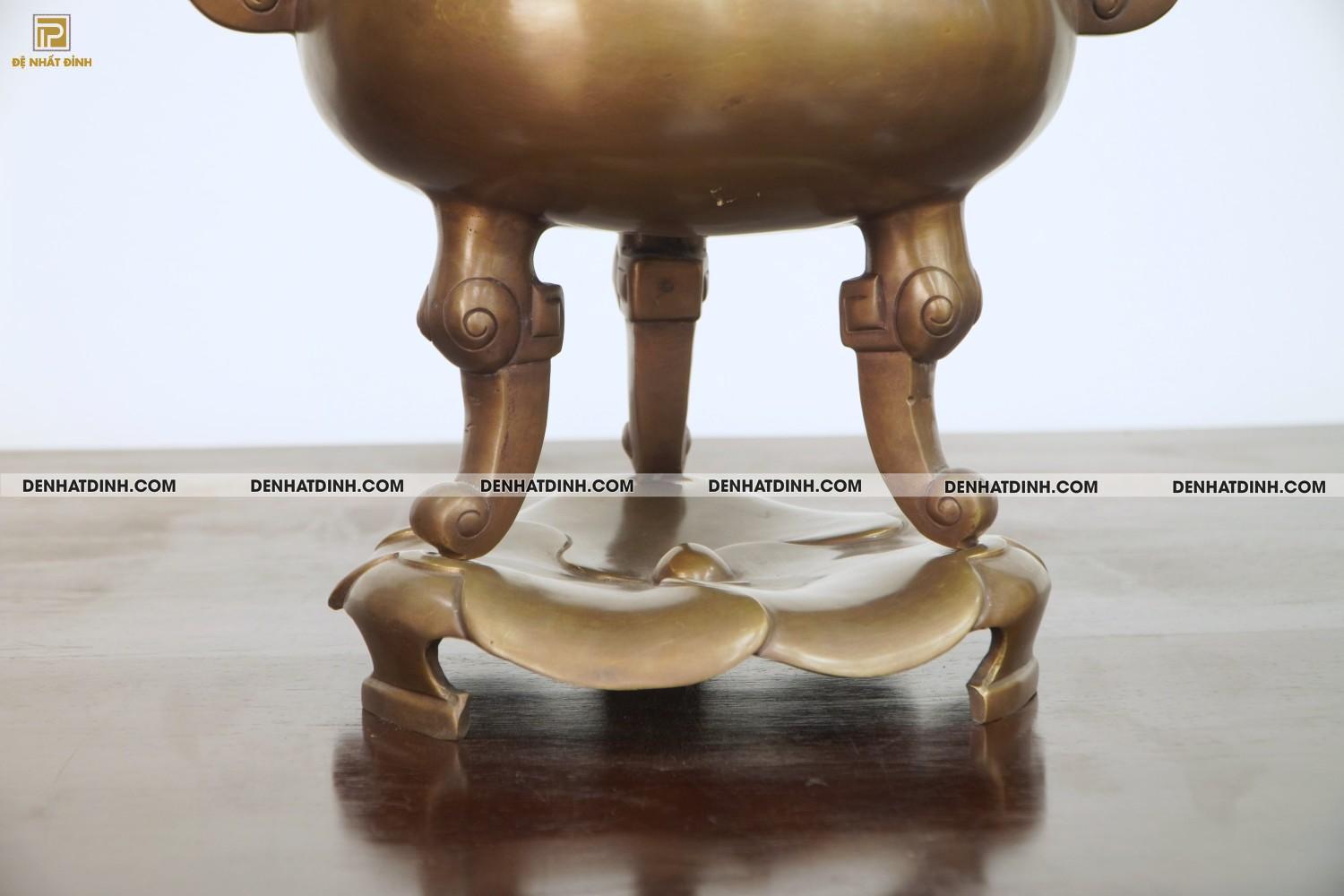 Lư đỉnh báo hun nâu cổ 45cm bằng đồng - Ảnh 4