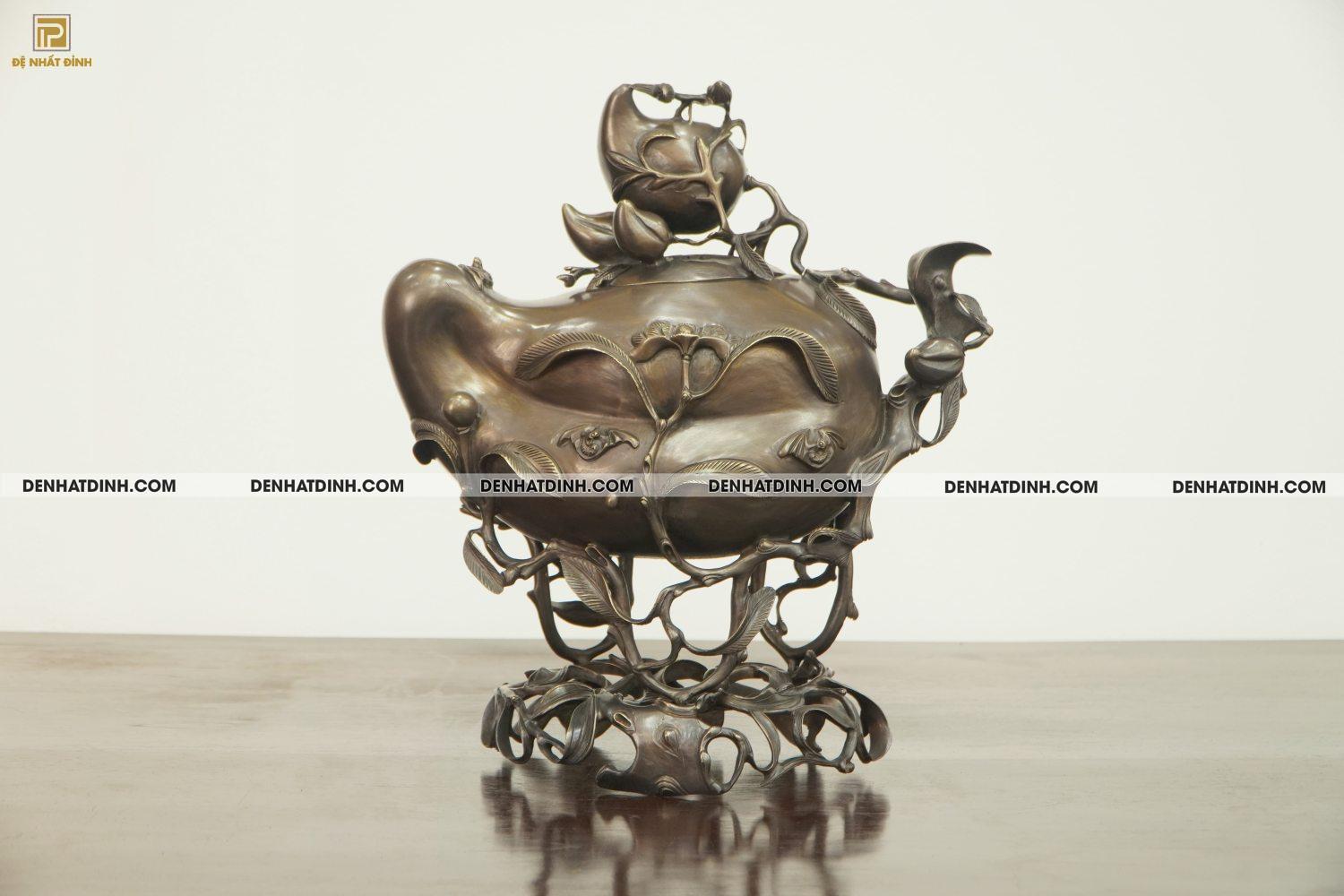 Lư đỉnh quả đào bằng đồng 40cm