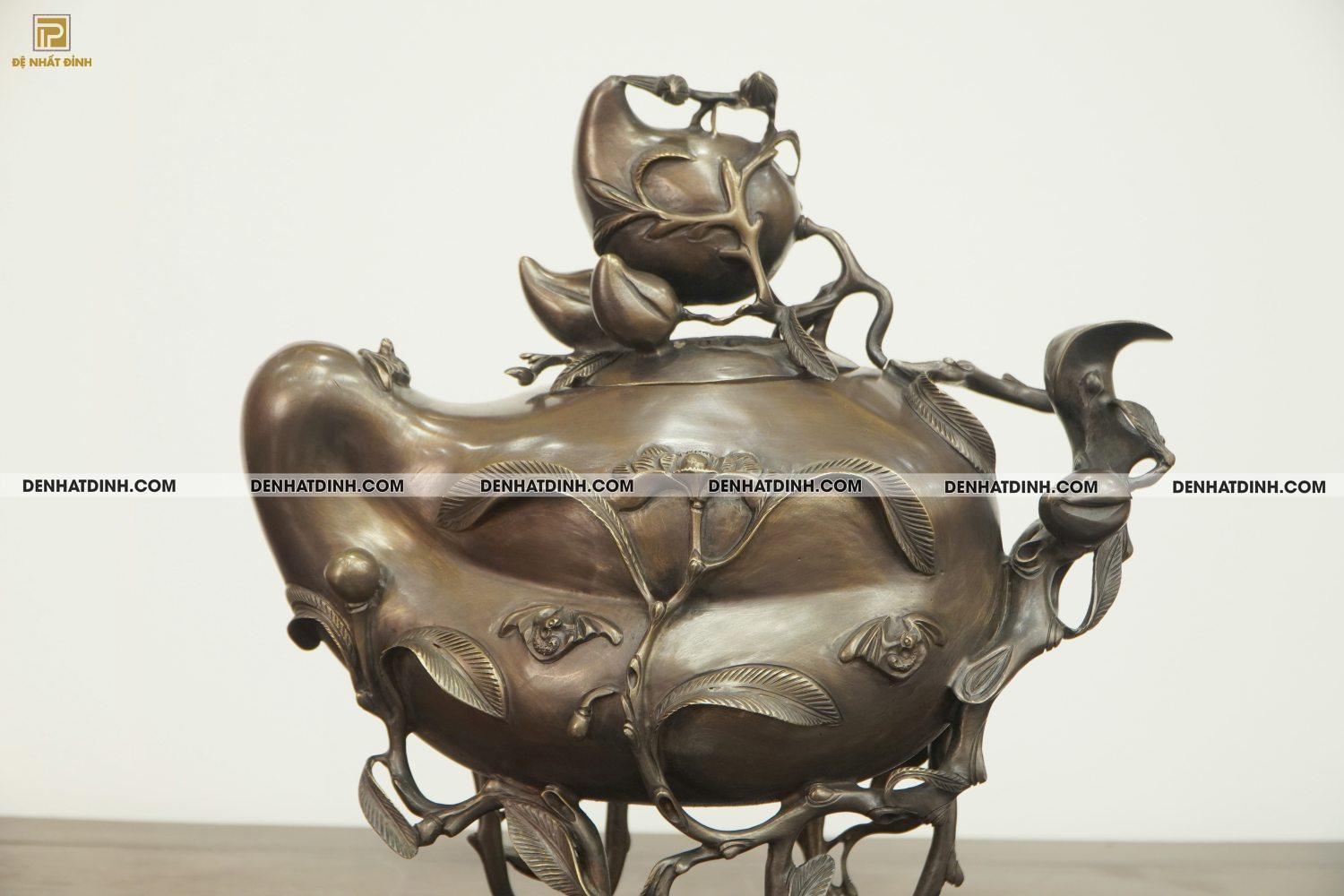 Lư đỉnh quả đào bằng đồng 40cm - Ảnh 3