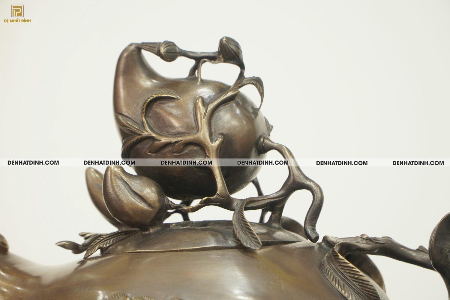 Lư đỉnh quả đào bằng đồng 40cm - Ảnh 4
