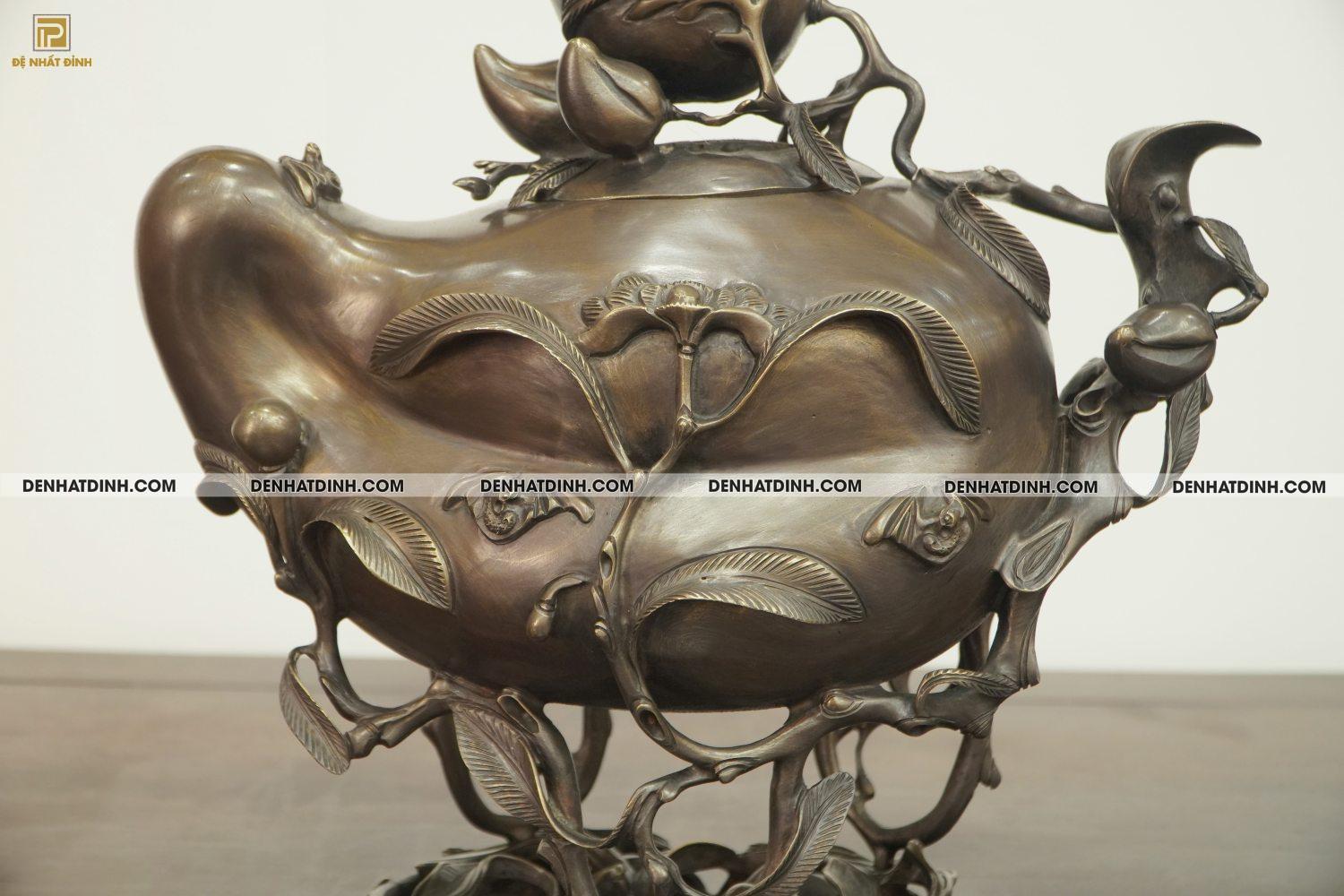 Lư đỉnh quả đào bằng đồng 40cm - Ảnh 5